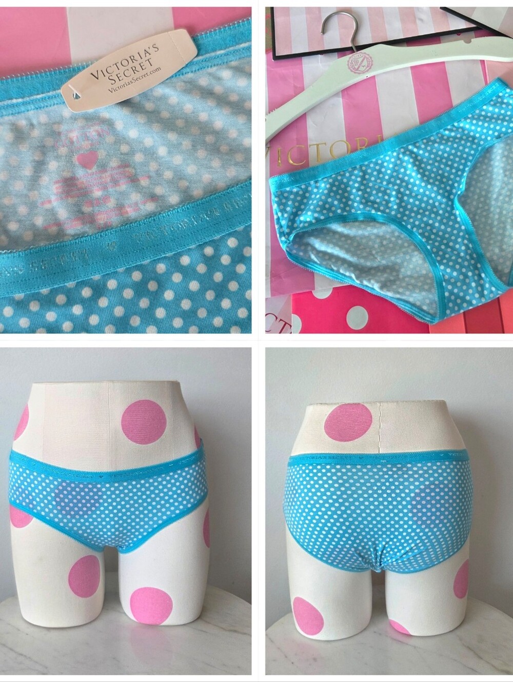 Victoria's Secret VTG Cotton Lingerie Polka Dot Low Rise Hiphugger Panty NWT